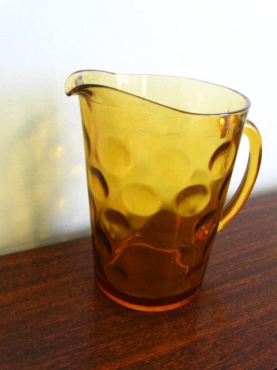Vintage Amber Glass Bubble Pitcher