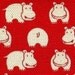 Little Cute Hippo Allover Print Red and White-Cotton Canvas -EK-QS29503C