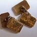 Vintage Cufflinks 1950s Double Faced Lozenge Shape Gold Tone Metal Engraved Floral Design