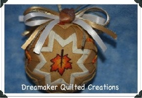Handmade Maple Leaf Harvest Quilted Ornament