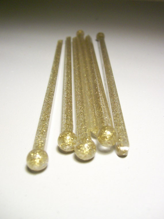Vintage Gold Sparkly Swizzle Sticks