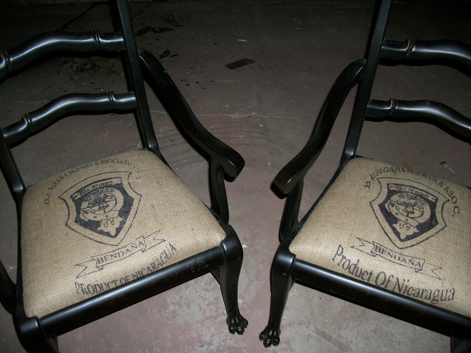 New Pair SALE 2 Black ladder Back Arm Chair Accent by paulapage