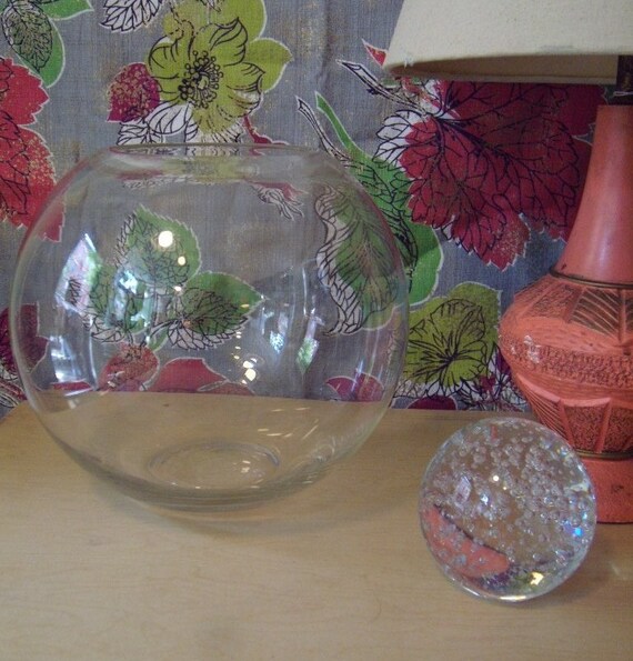 Vintage Glass Sphere Fish Bowl with Beveled Edge