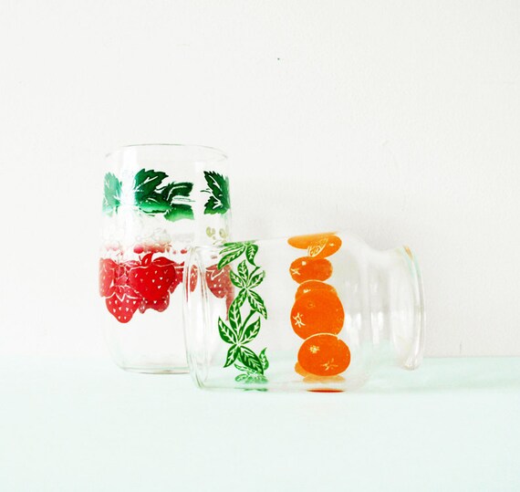 Items similar to Fruity Vintage Juice Glasses on Etsy