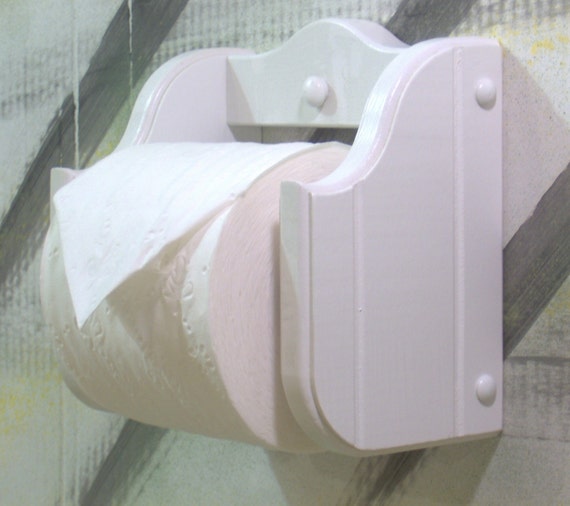 White wood toilet paper holder regular style