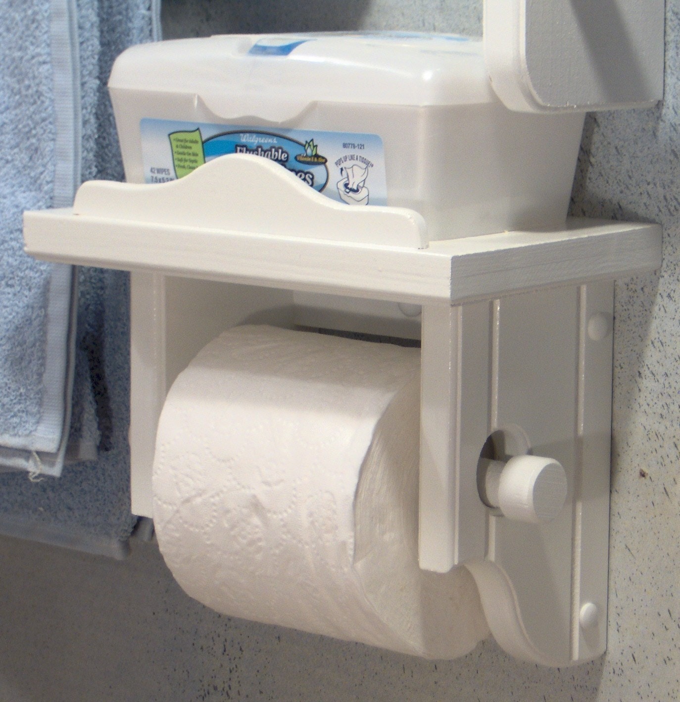 White Toilet Paper Holder with Shelf