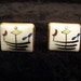 RESERVED Vintage Victoria Fleming NY 50s 60s Handcrafted Porcelian in Brass Modernist Square Cufflinks