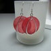 Fuchsia Pink Translucent Capiz Shell Coin Discs with Sterling Silver Teardrop Hoop Earrings