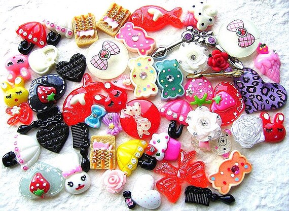Items similar to WHOLESALE Kawaii Cabochons MIX 50 Pack 21 DecoSweets