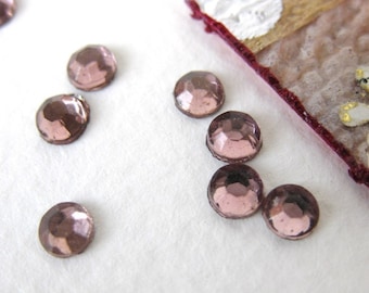 Vintage Glass Rhinestones Amethyst Chaton Roses Flat Foiled Back 4mm rhm0010 (100)