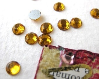 Vintage Glass Cabochon ss16 Rhinestones Topaz Flat Back 16ss 4mm rhm0011 (100)