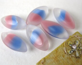 Vintage Glass Rhinestone Jewel. Navette Pink Blue Matte15x7mm rhs0105 (6)
