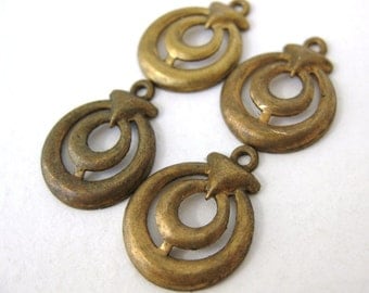 Vintage Brass Stamping Drop Charm Pendant Finding Round 21mm vfd0180 (4)