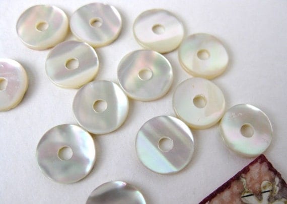 Vintage Mother of Pearl Sequin Discs Ivory by BumbershootSupplies