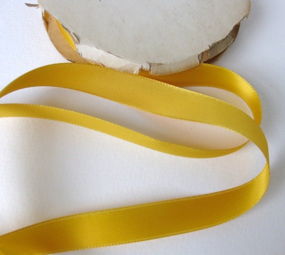 Vintage Ribbon Mustard Yellow Satin Goldenrod Trim 3/4 inch