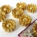 Vintage Daisy Flowers Cabochons. Gold Metallic, Japan, 10mm pcb0132 (8)