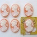 Vintage Cameo Pink White Lady Plastic Cabochon 18x13mm Cab pcb0143 (6)