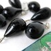 Vintage Glass Bead Drops. Black Teardrops, Embedded Wires, Japan 13mm vgb0294 (8)