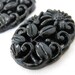 Vintage Flower Cabochon Glass Black Carved Cherry Brand Japan 24x17mm gcb0468 (2)