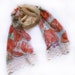 Hand painted silk chiffon scarf Fruits pomegranates with chili paper and lace