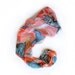Hand painted silk chiffon scarf Coral garden with aqua butterfly OOAK Mothers day gift