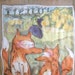 Hand painted silk scarf-Painted by hand silk scarf-A foxes dreaming about pears