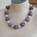 Pink Grey Chunky beaded necklace rose gray "opposites attract"