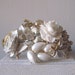 White Bridal Wrist corsage Bracelet Cuff Vintage Brooch Collage gorgeous Prom Pearl Rose Cream Gold