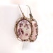 Pink Gemstone Earrings Coffee Bean Jasper -Wire Dangle Maroon Vintage Style