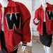 Vintage Varsity Jacket, 50s Red Letterman Jacket, Black LeatherTrim, Black Letter W, High School Football, Sports Collectible