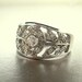 Engagement ring. 14k white Gold engagement ring. Leaf engagement ring. Anniversary ring.