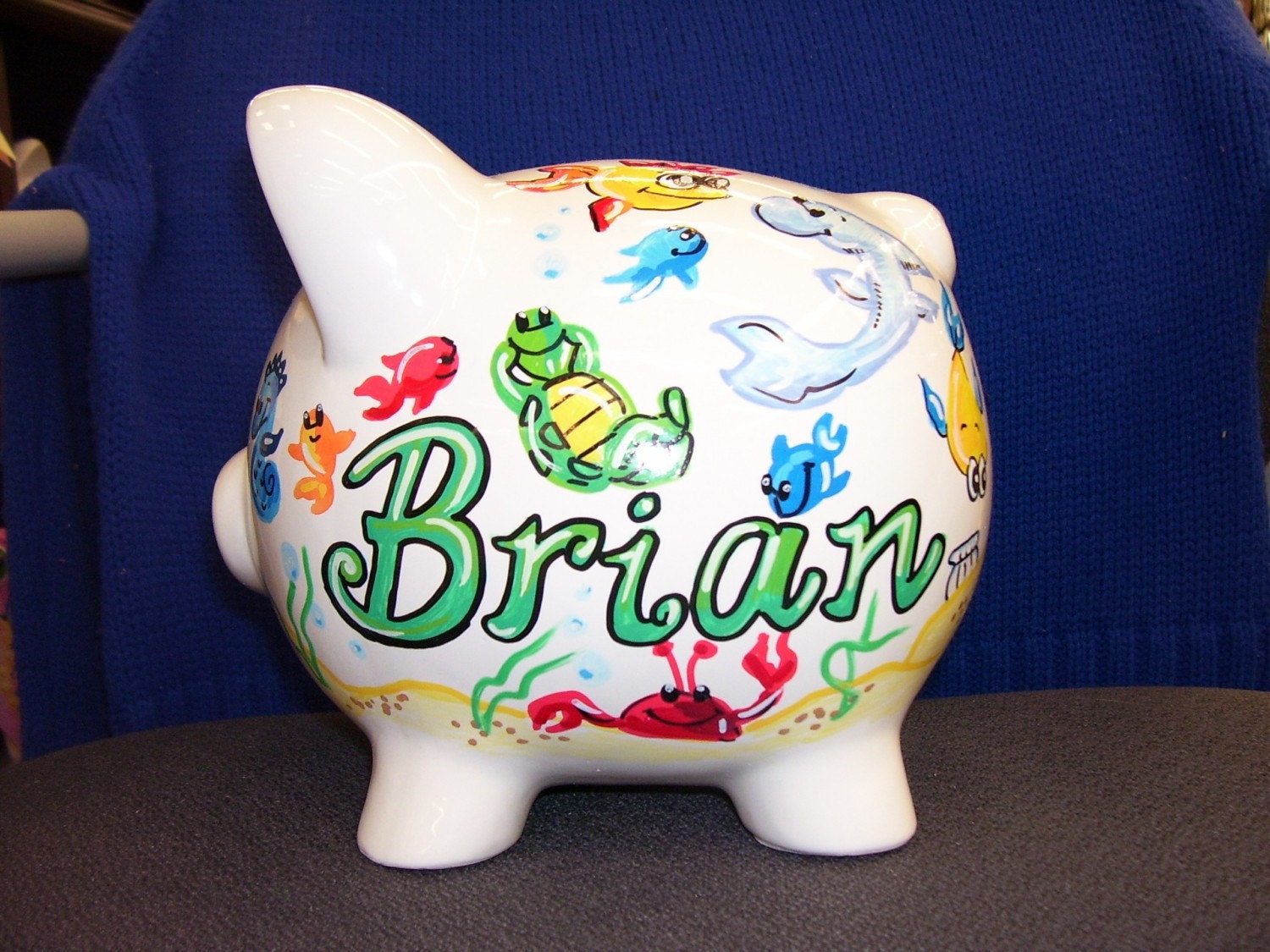 Piggy Bank Handpainted Personalized Under the Sea Theme