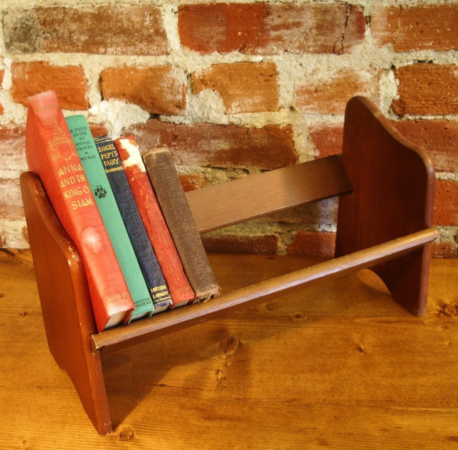 Vintage Wood Book Shelf Table Top Portable