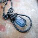 Drops on Jupiter - Paraiba Topaz and hammered sterling silver necklace