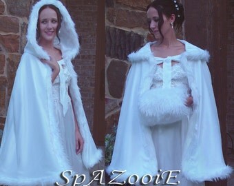 Medieval ivory chiffon wedding cloak bridal by SpAZooiEBridal