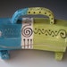 Lidded Butter Dish, Turquoise and Chartreuse Butter Dish, Lidded Container
