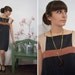 Black, rust and vanilla Geometric Vintage inspired Silk Dress