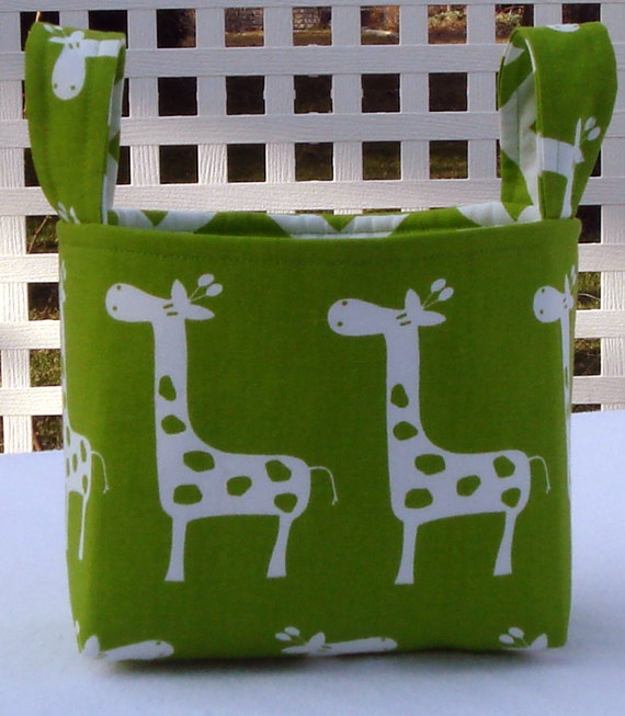Items similar to Lime Green Gisella the Giraffe Fabric Organizer Basket on Etsy