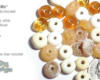 ACCENT Handmade Lampwork Beads 15 Spacers Natural Mix Rustic Matte Finish by Desert Bug Designs