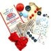 A Cheery Bunch - Vintage Red Rick Rack, Retractable Measuring Tape, Buttons, Needle Book, and More