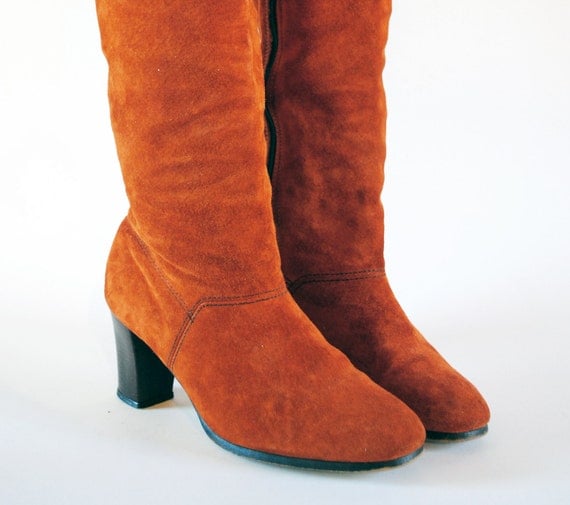 orange suede thigh high boots