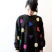 Silky Soft Black Rainbow Geometries Sweater. Angora Rabbit Hair & Lambswool.
