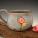 Pottery Mug - Country Blue - Single Rose - Romantic Cottage Style - Coffee Mug - Large Mug- by DirtKicker Pottery