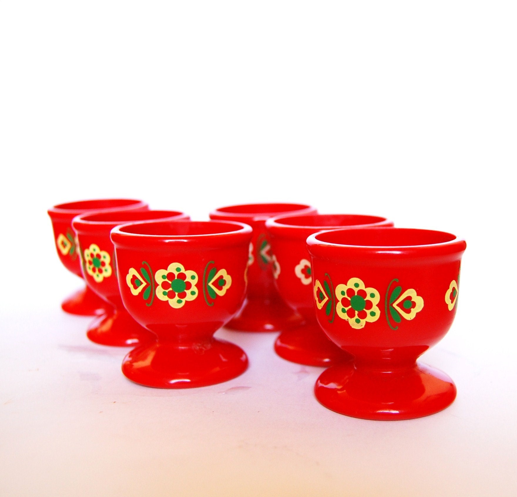 Vintage egg holders 1970s Germany red plastic by spacejam on Etsy