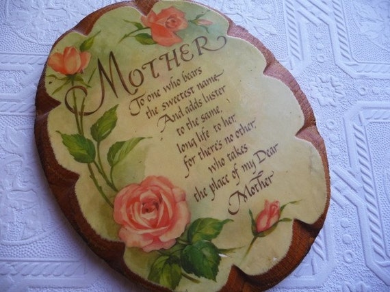 Mother Plaque Vintage Mother Wooden Decoupage Plaque Home