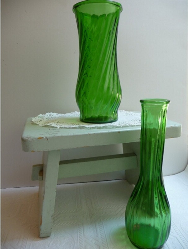 vintage green vases vintage flower vases set of two vintage