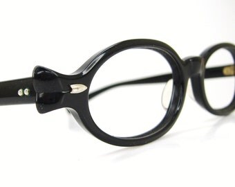 Vintage Women Black 50s Oval Cat Eye Eyeglasses Frame BL