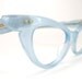 Vintage 50s Blue Cat Eye Eyeglasses or Sunglasses Winged France