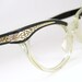 Vintage 50s Glasses Cat Eye Eyeglasses Frame Filigree Never Worn Black and Gold