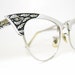 Vintage 50s Cat Eye Eyeglasses Silver Frame With Leaf Detail 12K GF